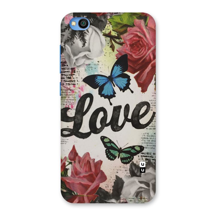 Lovely Butterfly Love Back Case for Redmi Go