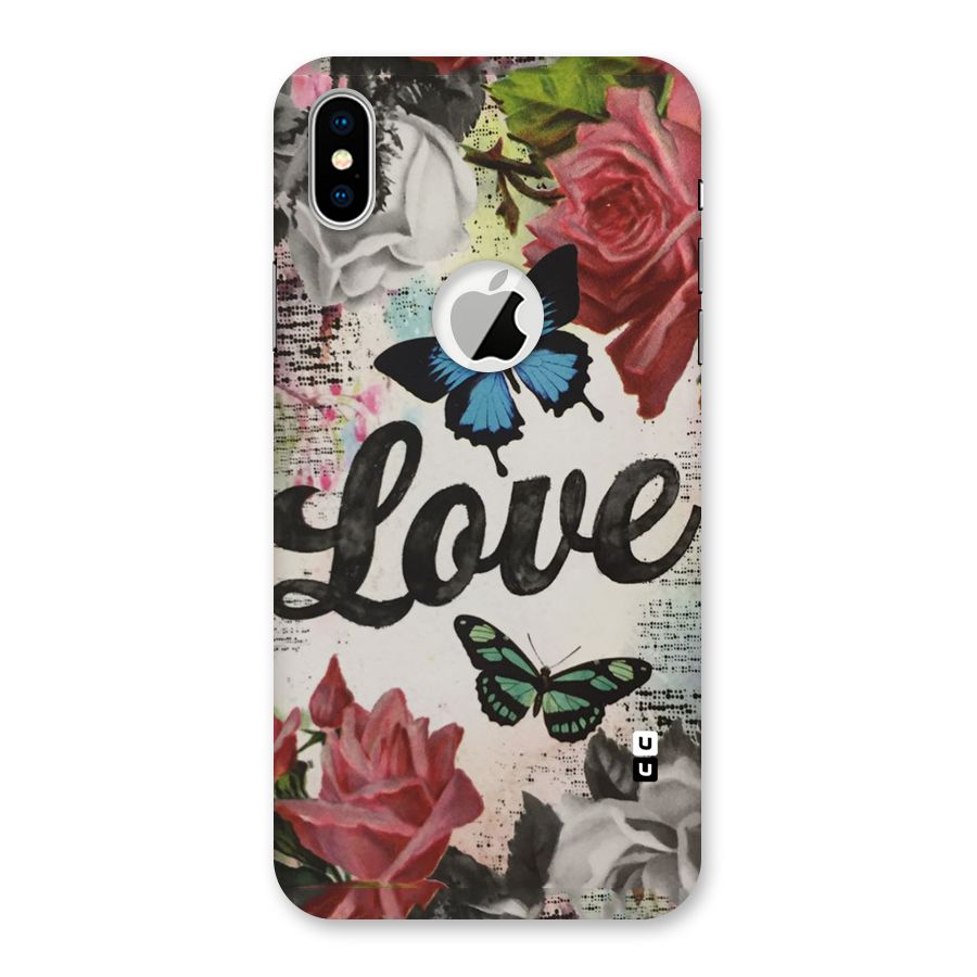 Lovely Butterfly Love Back Case for iPhone X Logo Cut