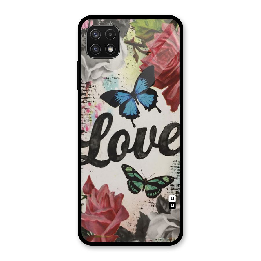 Lovely Butterfly Love Glass Back Case for Galaxy A22 5G