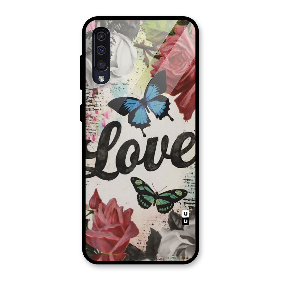 Lovely Butterfly Love Glass Back Case for Galaxy A50