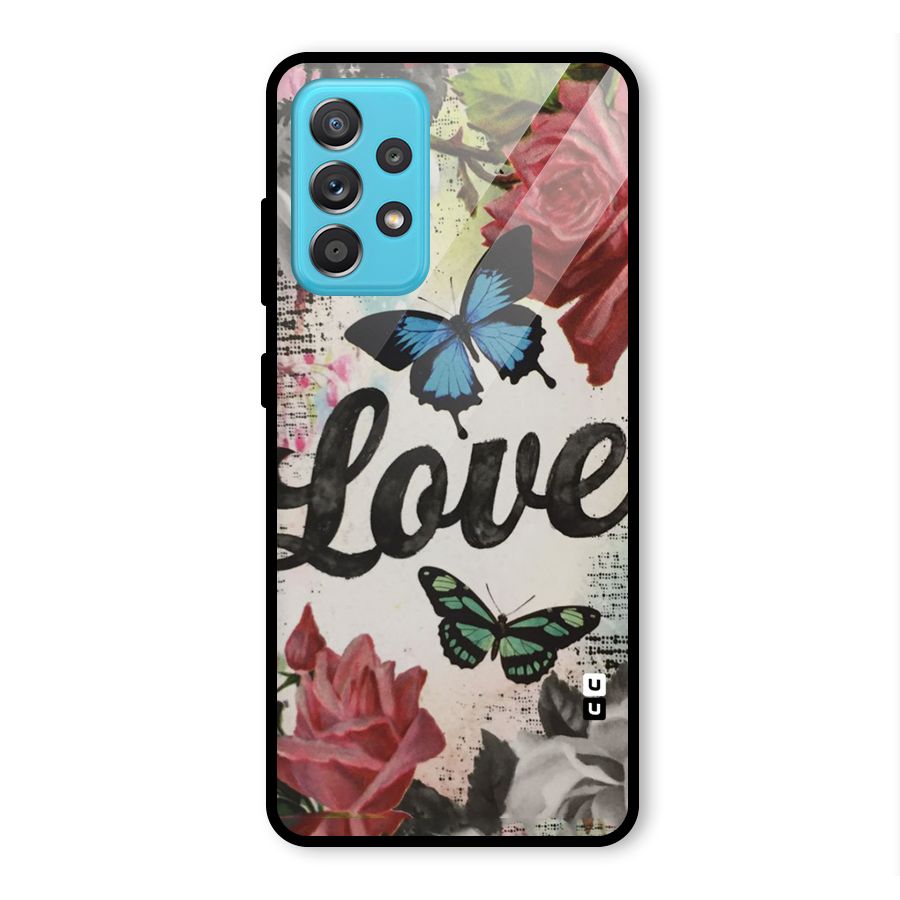 Lovely Butterfly Love Glass Back Case for Galaxy A52s 5G