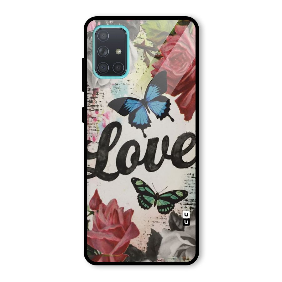 Lovely Butterfly Love Glass Back Case for Galaxy A71
