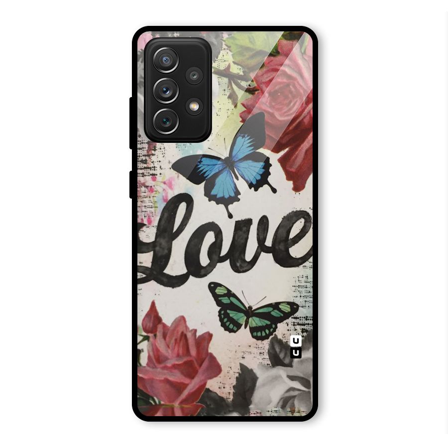 Lovely Butterfly Love Glass Back Case for Galaxy A72
