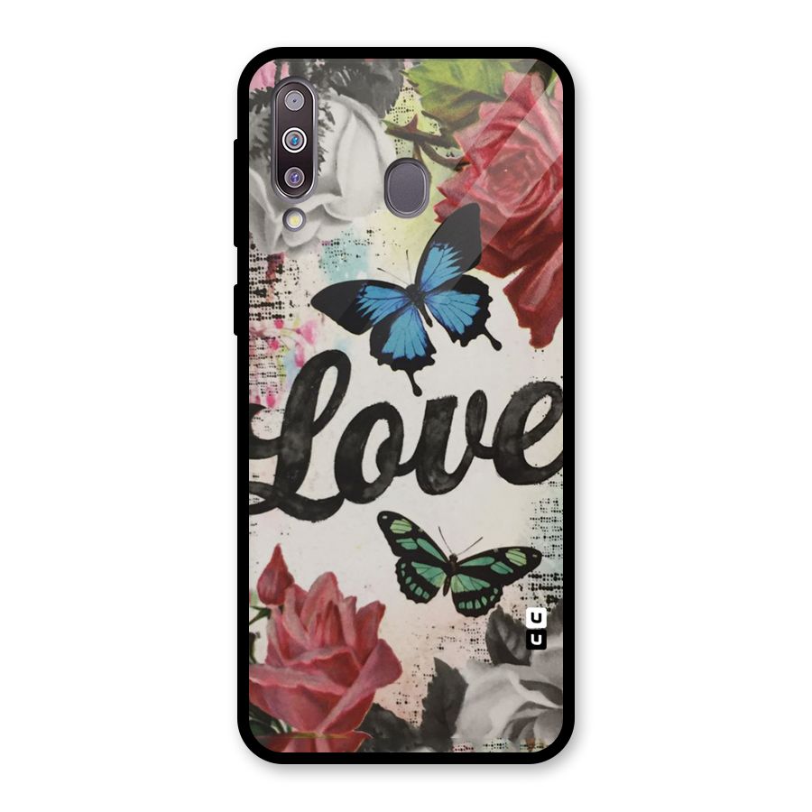 Lovely Butterfly Love Glass Back Case for Galaxy M30