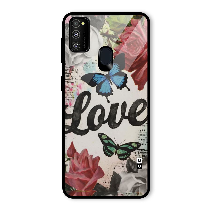 Lovely Butterfly Love Glass Back Case for Galaxy M30s
