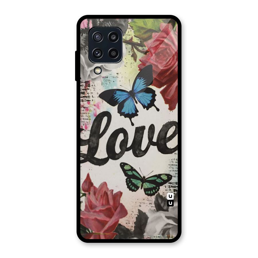 Lovely Butterfly Love Glass Back Case for Galaxy M32