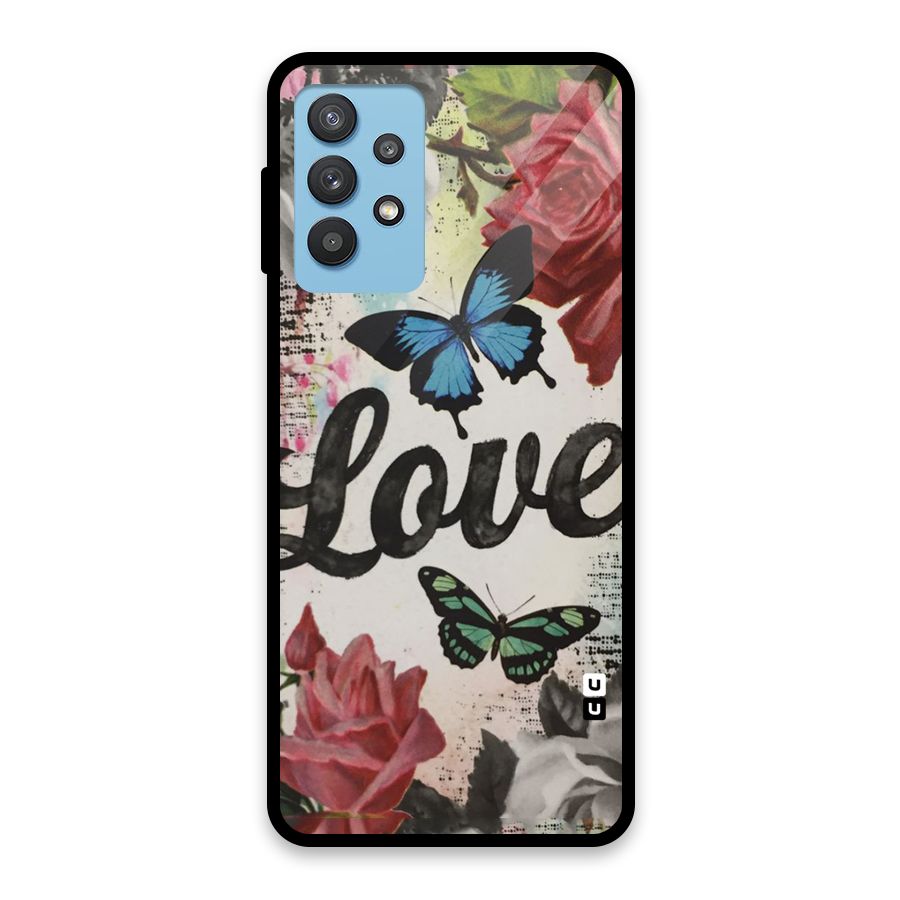 Lovely Butterfly Love Glass Back Case for Galaxy M32 5G