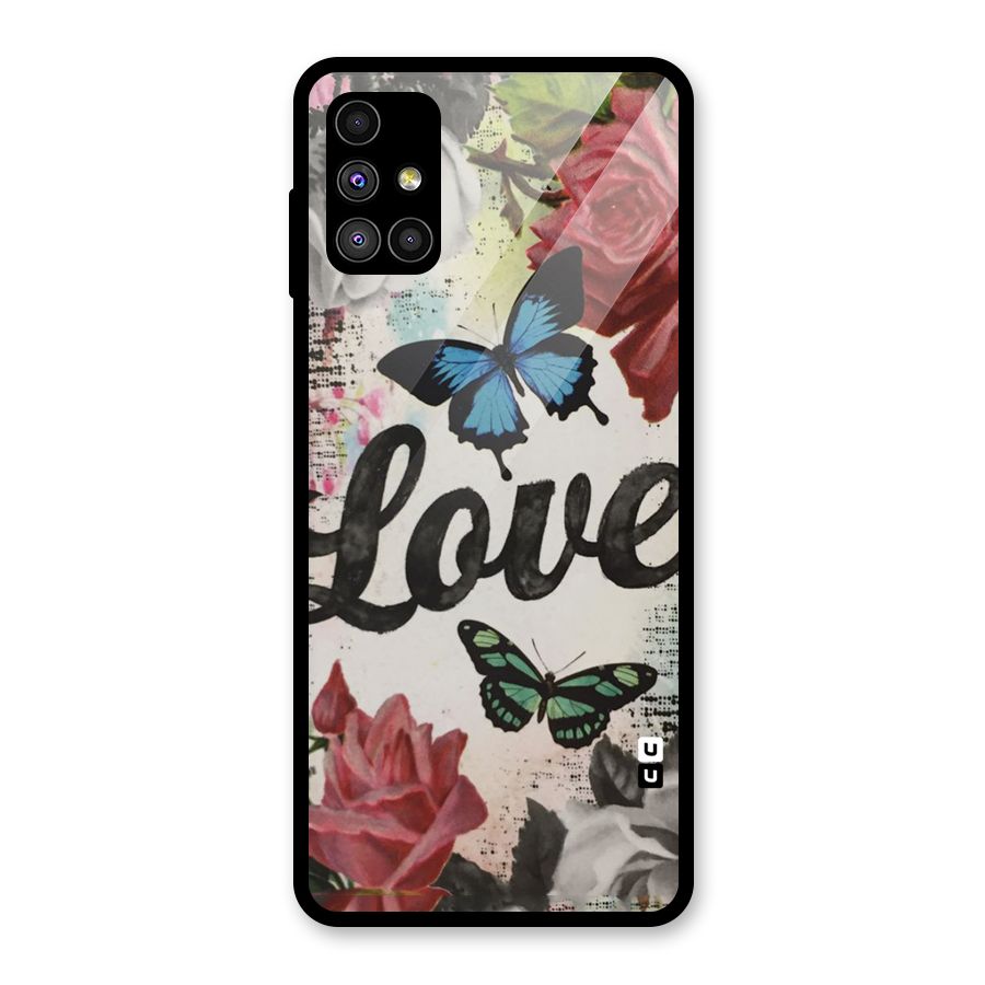 Lovely Butterfly Love Glass Back Case for Galaxy M51