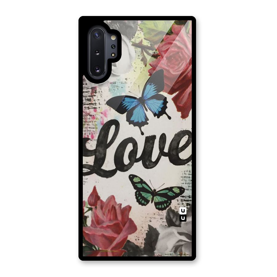 Lovely Butterfly Love Glass Back Case for Galaxy Note 10 Plus