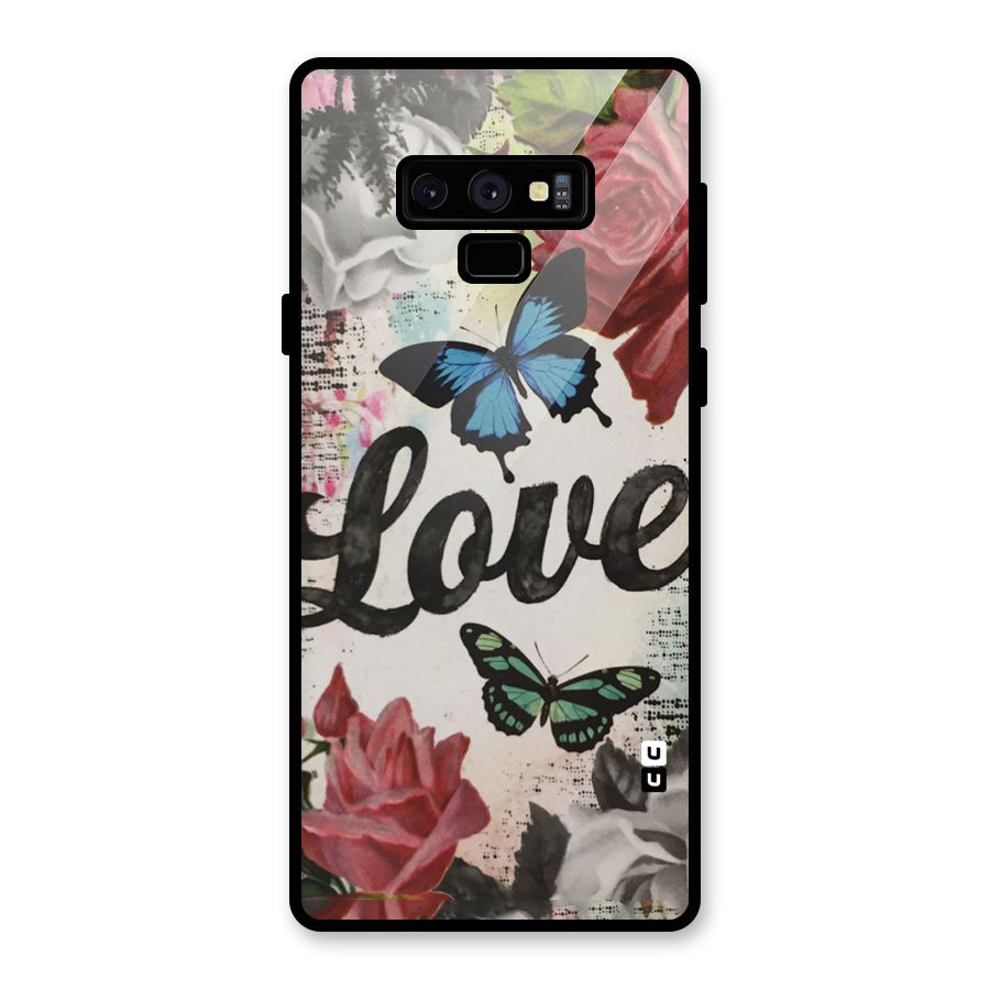 Lovely Butterfly Love Glass Back Case for Galaxy Note 9
