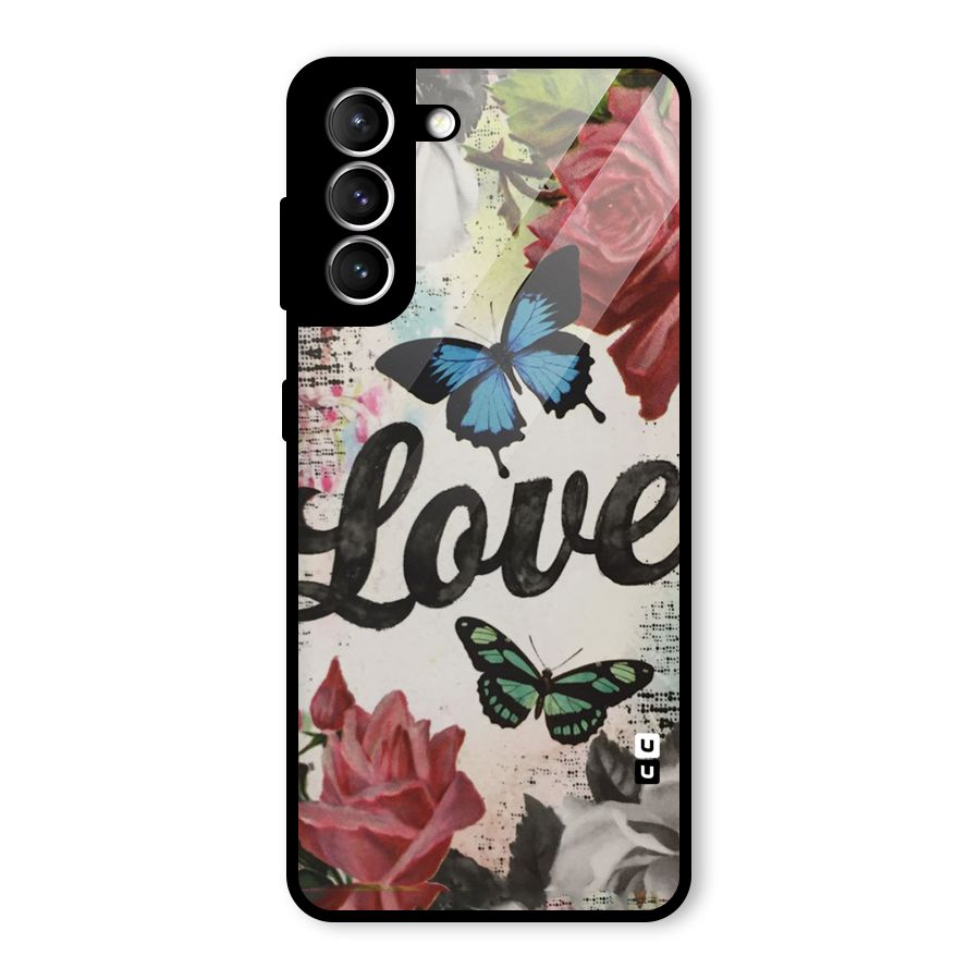 Lovely Butterfly Love Glass Back Case for Galaxy S21 5G