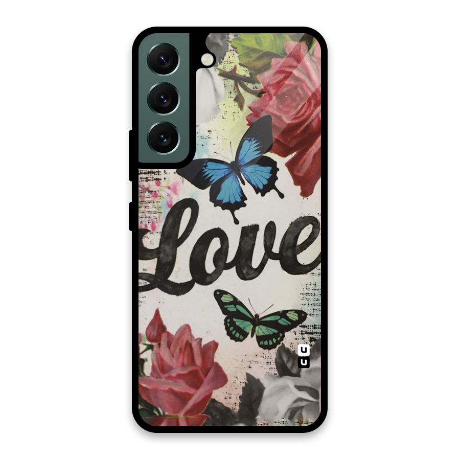 Lovely Butterfly Love Glass Back Case for Galaxy S22 5G