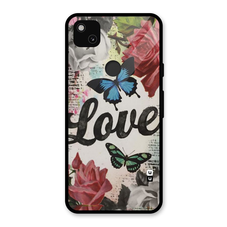 Lovely Butterfly Love Glass Back Case for Google Pixel 4a