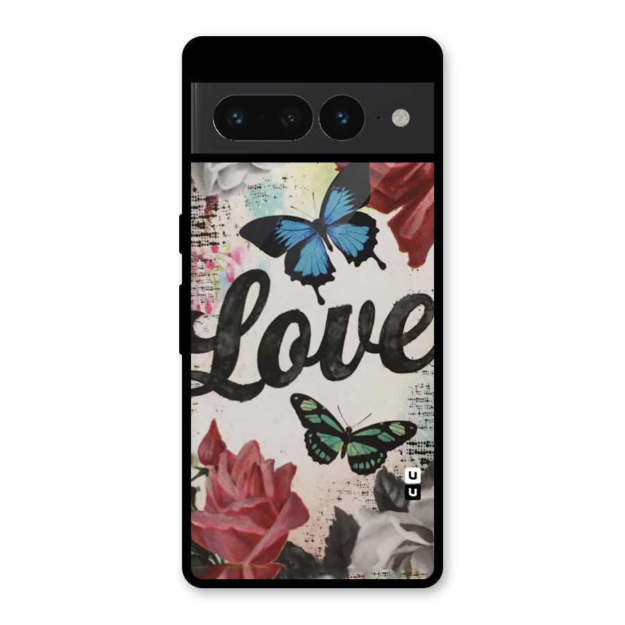 Lovely Butterfly Love Glass Back Case for Google Pixel 7 Pro