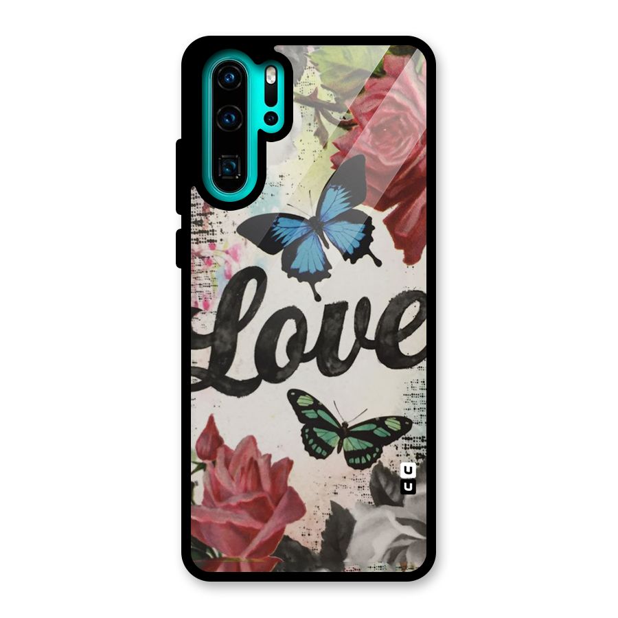 Lovely Butterfly Love Glass Back Case for Huawei P30 Pro