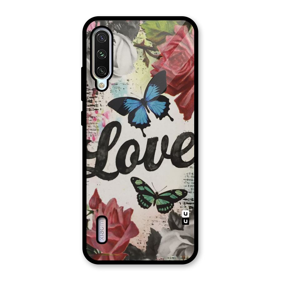 Lovely Butterfly Love Glass Back Case for Mi A3