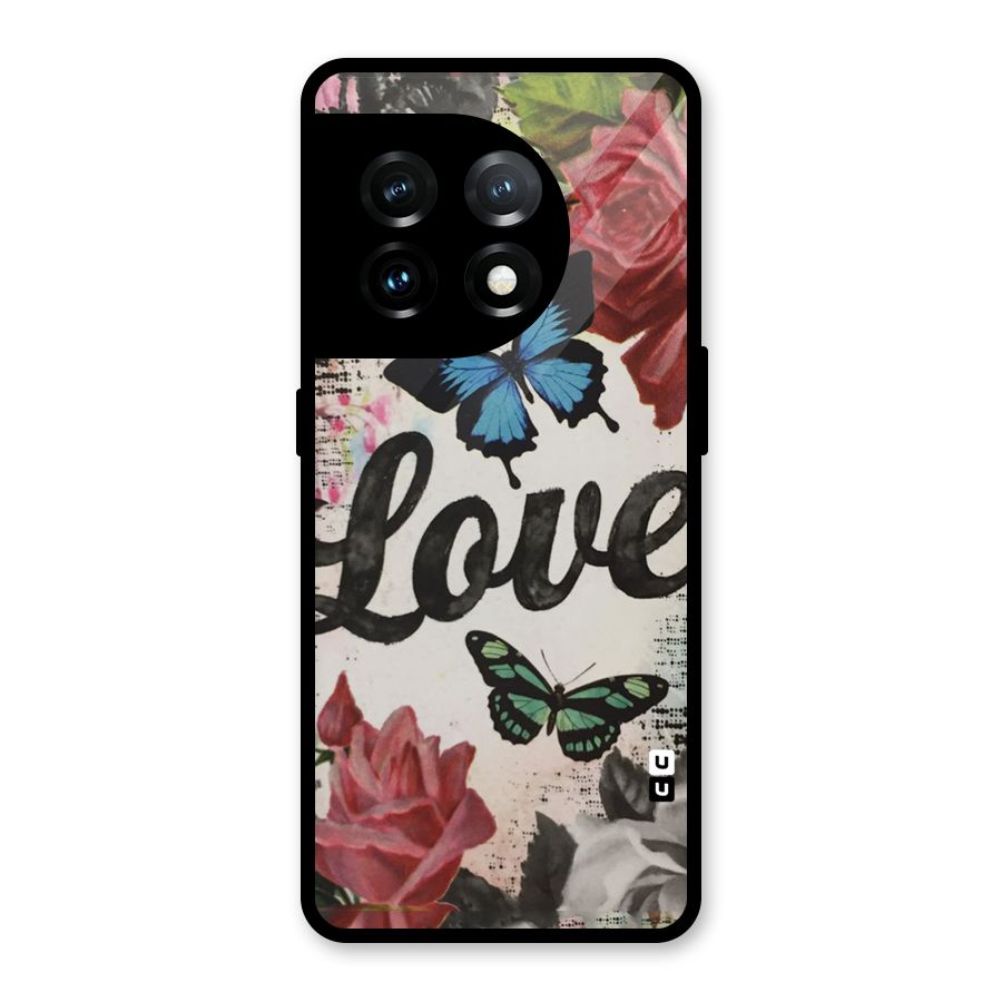 Lovely Butterfly Love Glass Back Case for OnePlus 11