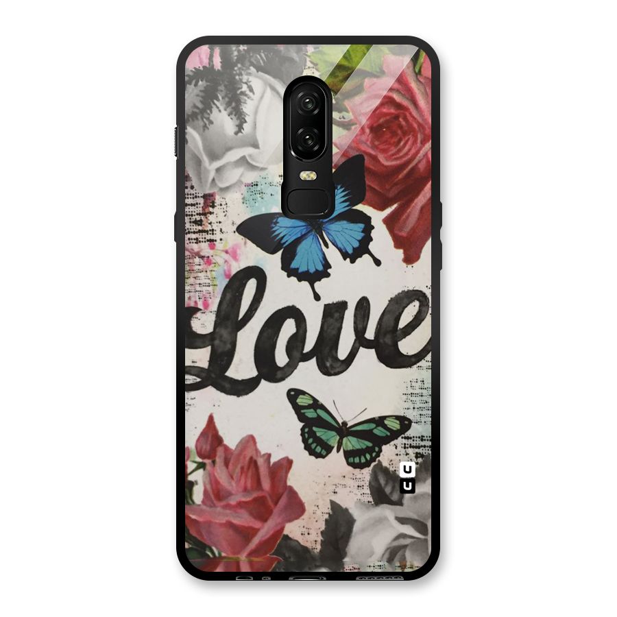Lovely Butterfly Love Glass Back Case for OnePlus 6