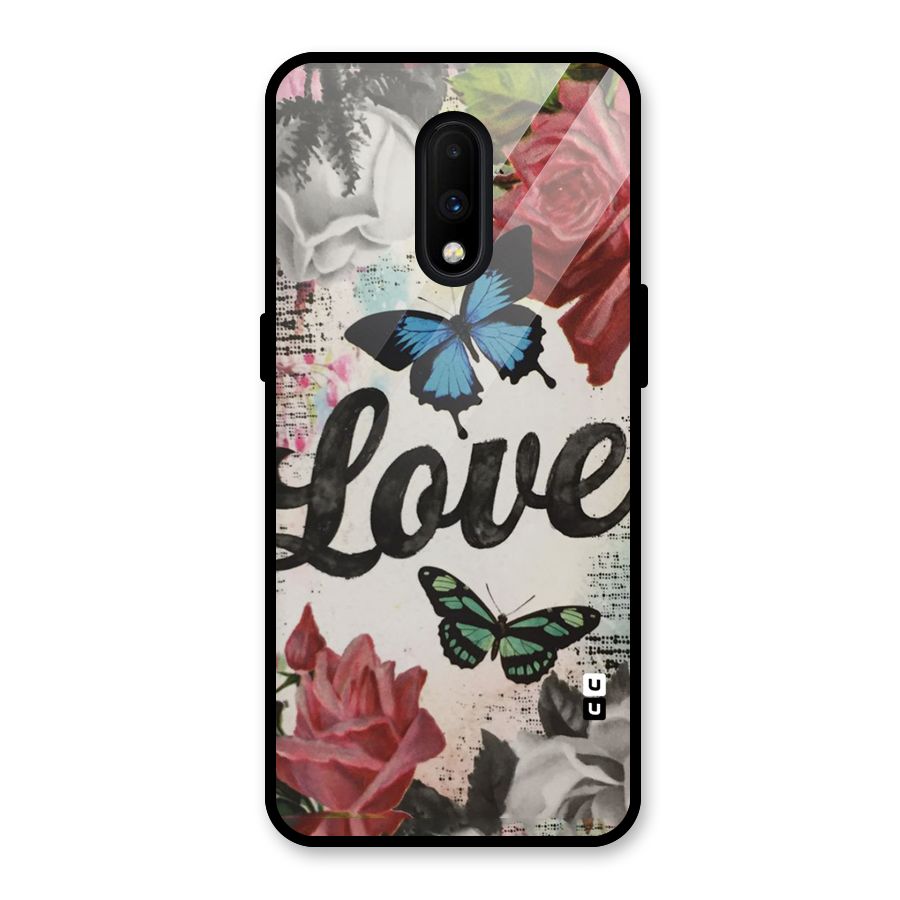 Lovely Butterfly Love Glass Back Case for OnePlus 7