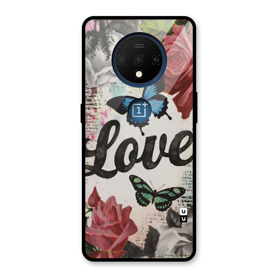 Lovely Butterfly Love Glass Back Case for OnePlus 7T