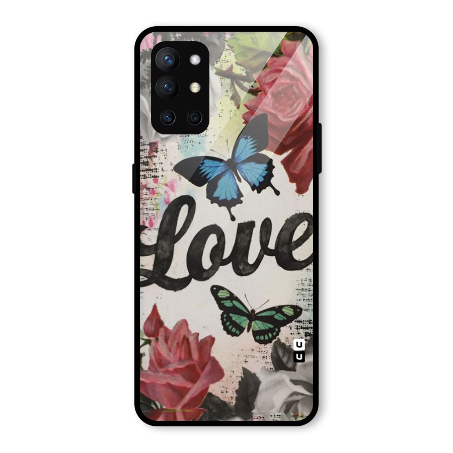 Lovely Butterfly Love Glass Back Case for OnePlus 9R