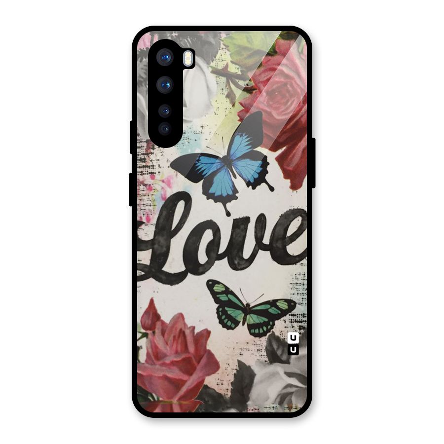 Lovely Butterfly Love Glass Back Case for OnePlus Nord