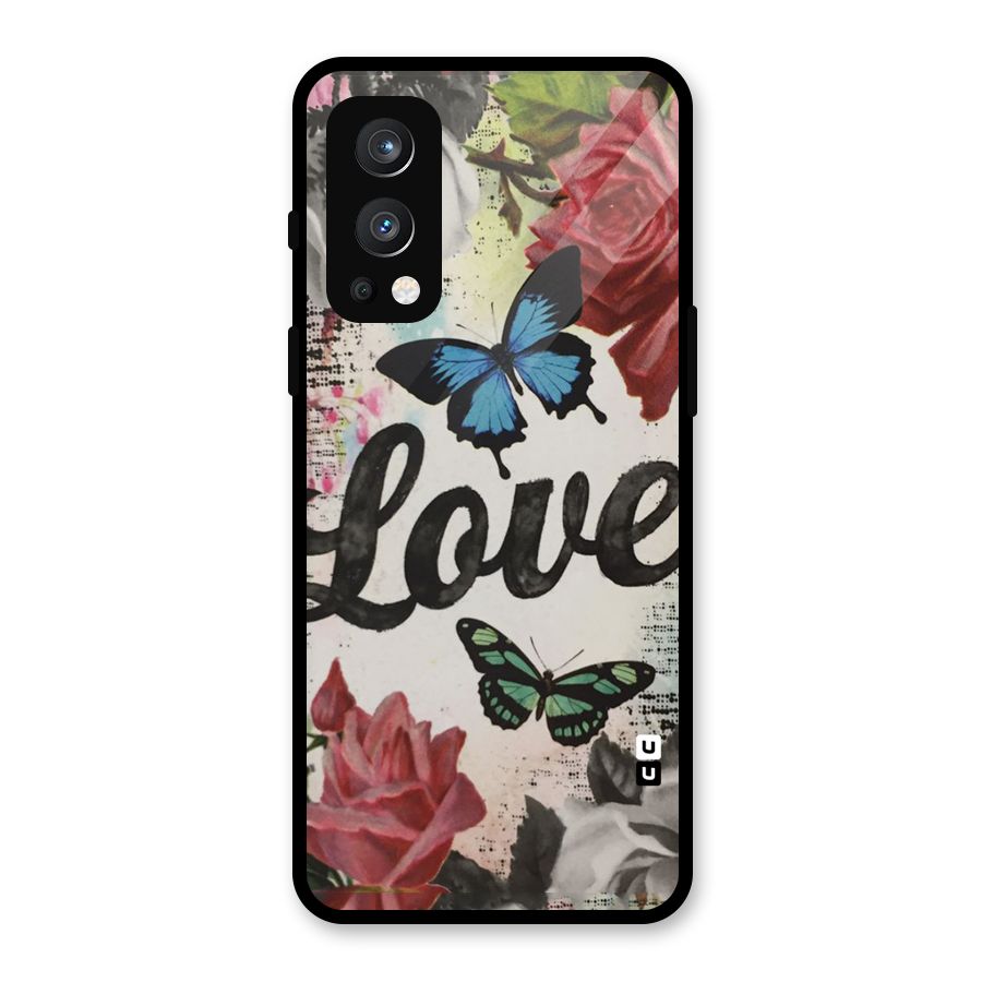 Lovely Butterfly Love Glass Back Case for OnePlus Nord 2 5G