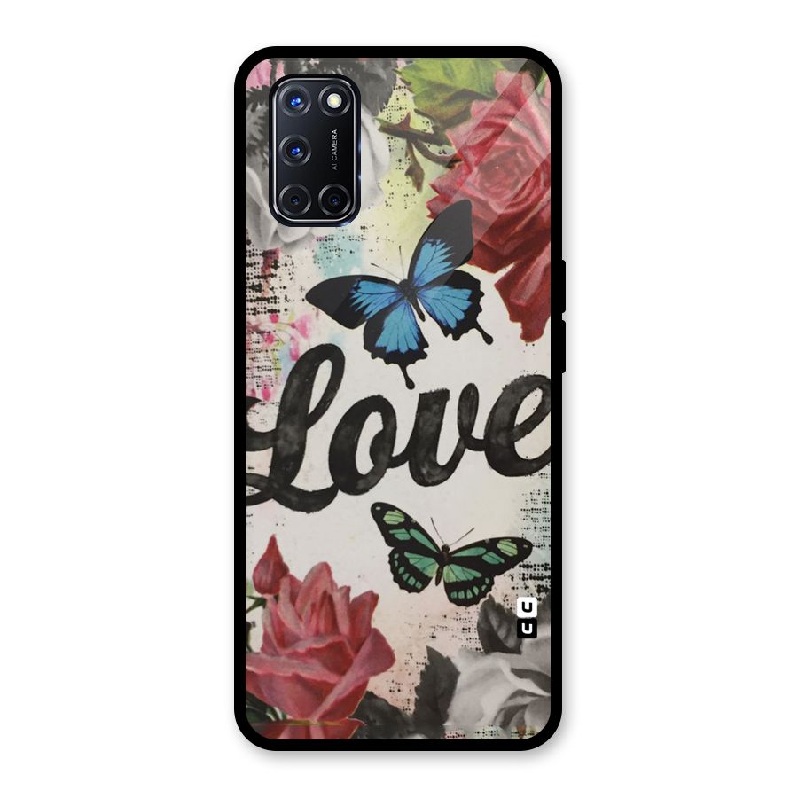 Lovely Butterfly Love Glass Back Case for Oppo A52