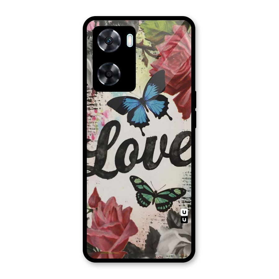 Lovely Butterfly Love Glass Back Case for Oppo A77