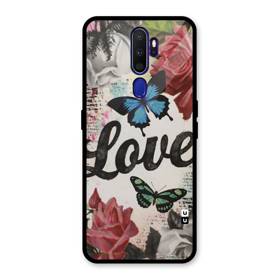 Lovely Butterfly Love Glass Back Case for Oppo A9 (2020)