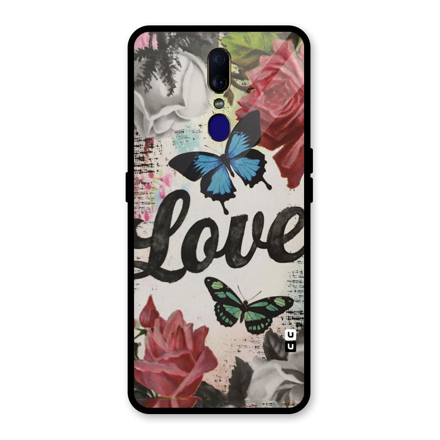 Lovely Butterfly Love Glass Back Case for Oppo F11