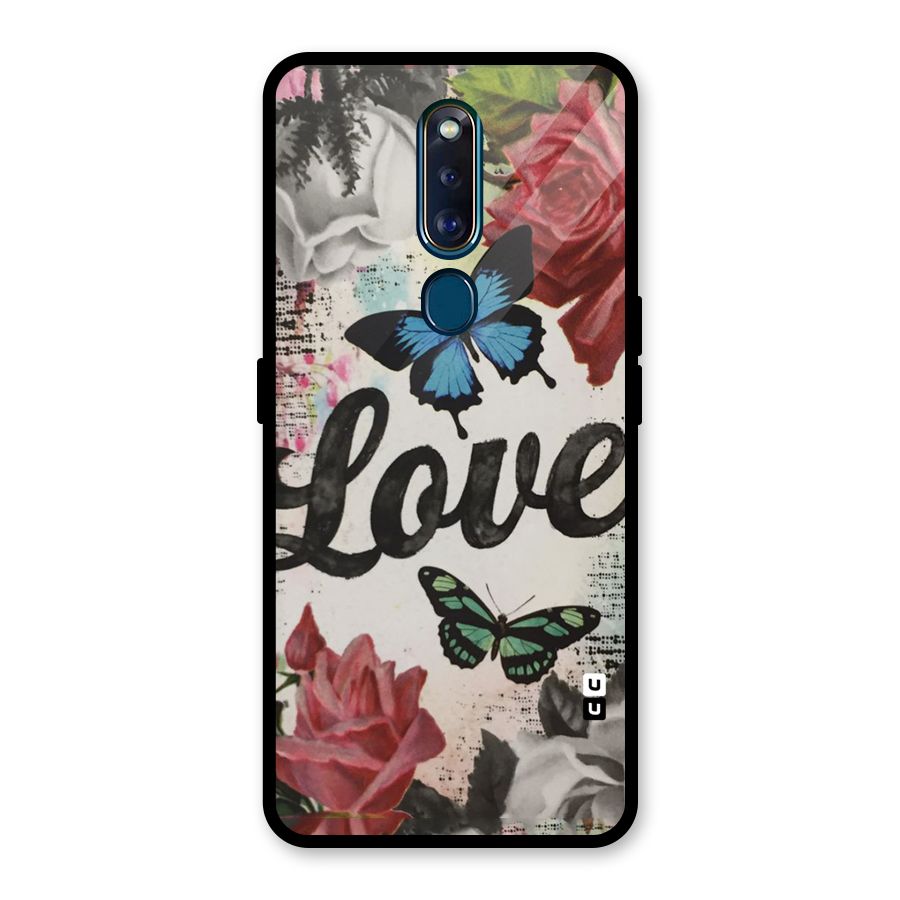 Lovely Butterfly Love Glass Back Case for Oppo F11 Pro
