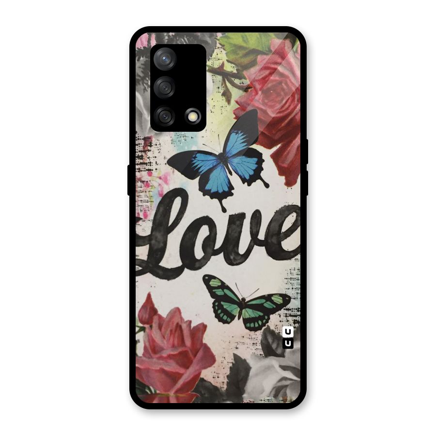 Lovely Butterfly Love Glass Back Case for Oppo F19