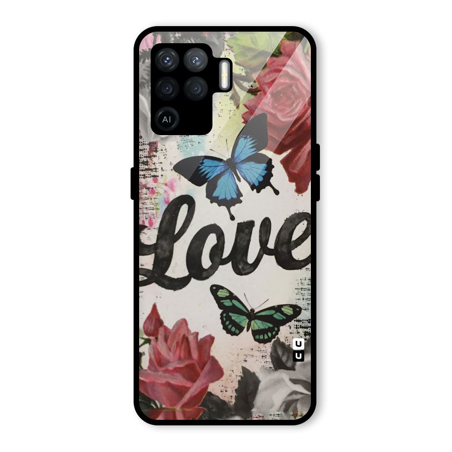 Lovely Butterfly Love Glass Back Case for Oppo F19 Pro