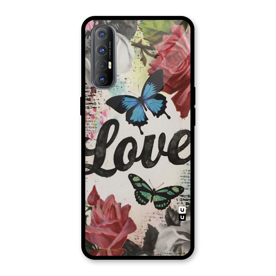 Lovely Butterfly Love Glass Back Case for Oppo Reno3 Pro