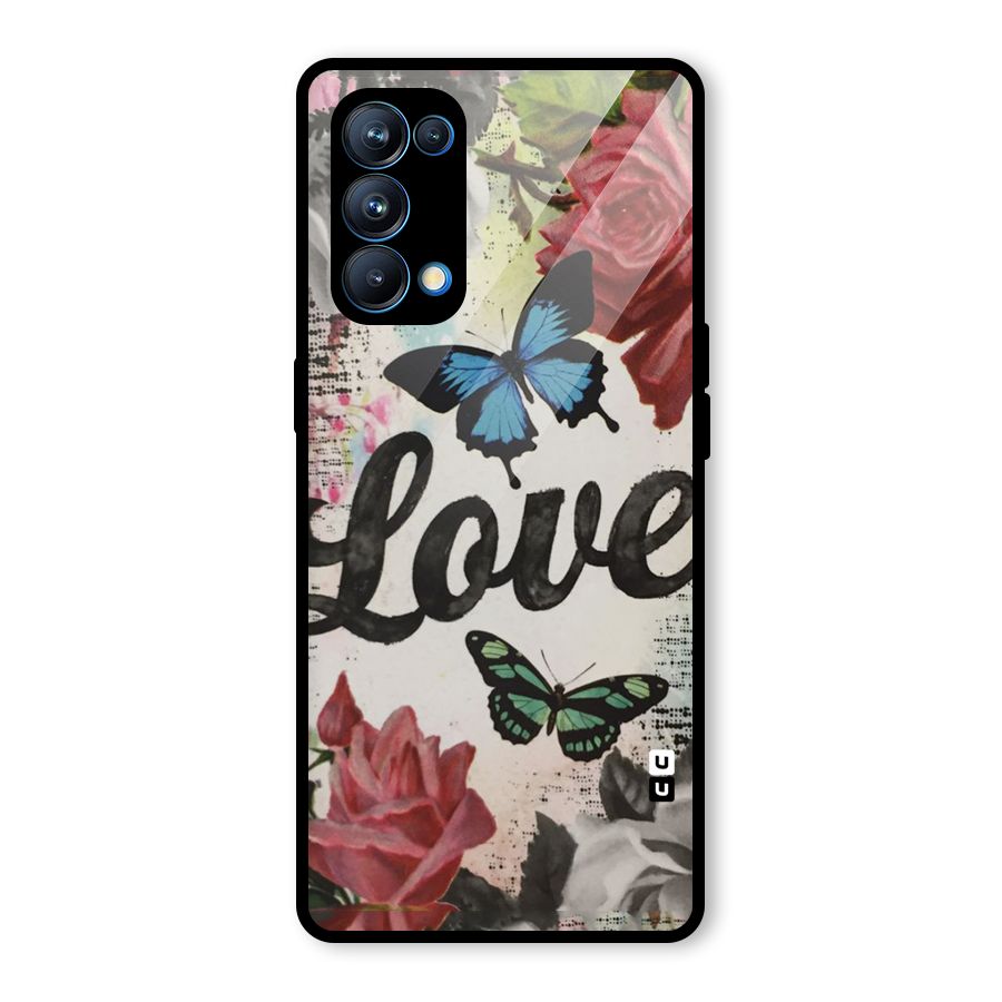 Lovely Butterfly Love Glass Back Case for Oppo Reno5 Pro 5G