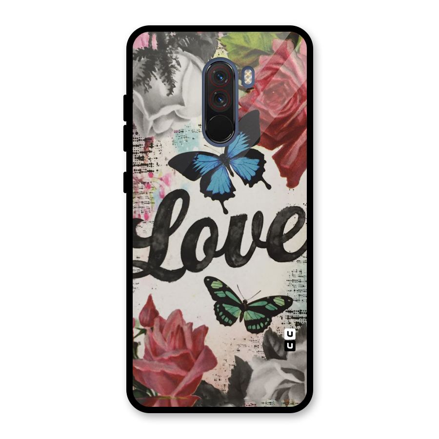 Lovely Butterfly Love Glass Back Case for Poco F1