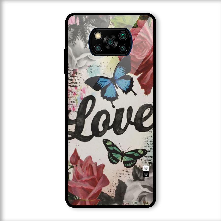 Lovely Butterfly Love Glass Back Case for Poco X3