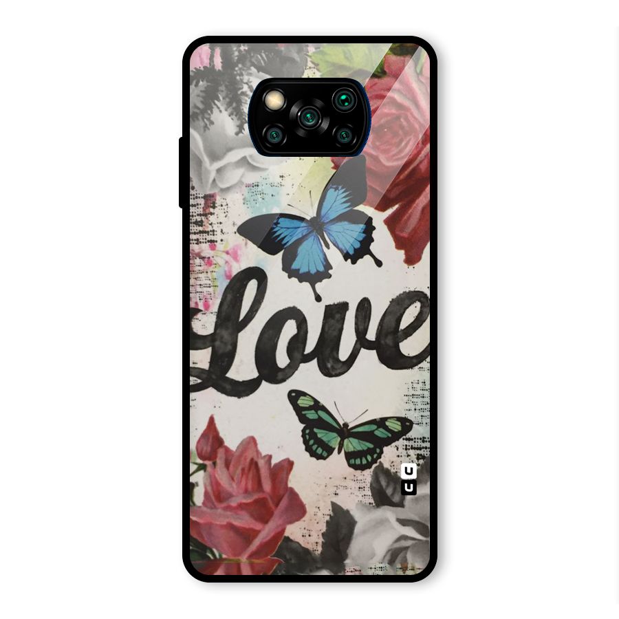 Lovely Butterfly Love Glass Back Case for Poco X3 Pro