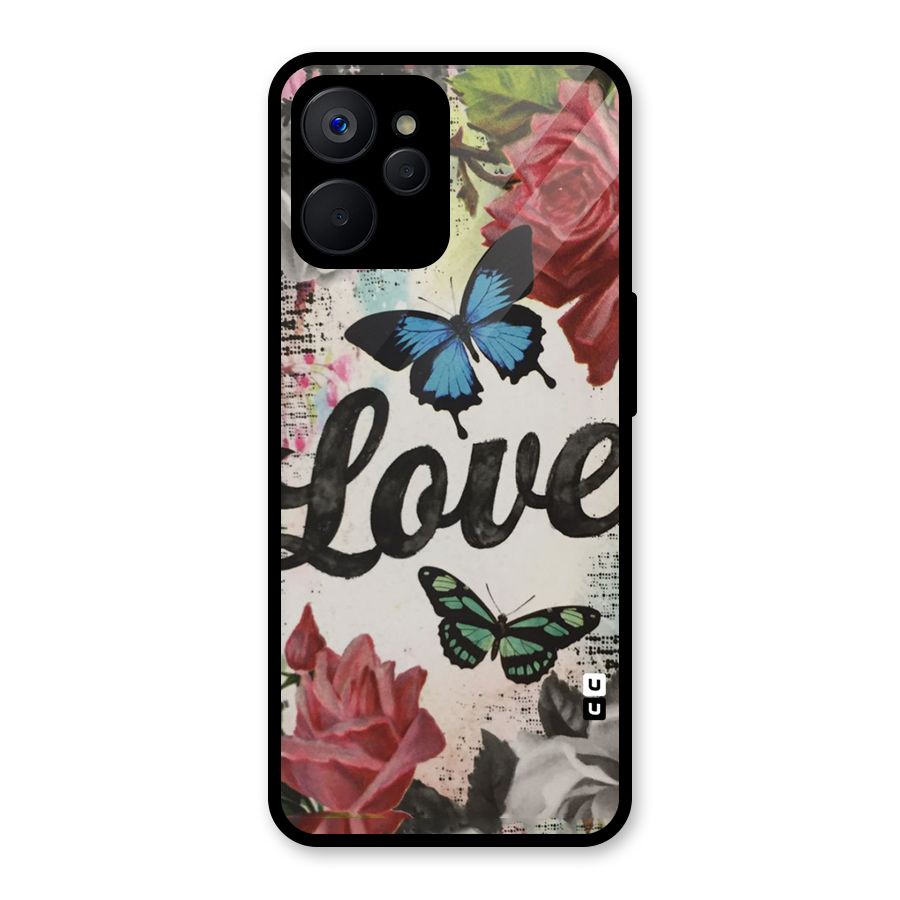 Lovely Butterfly Love Glass Back Case for Realme 9i 5G