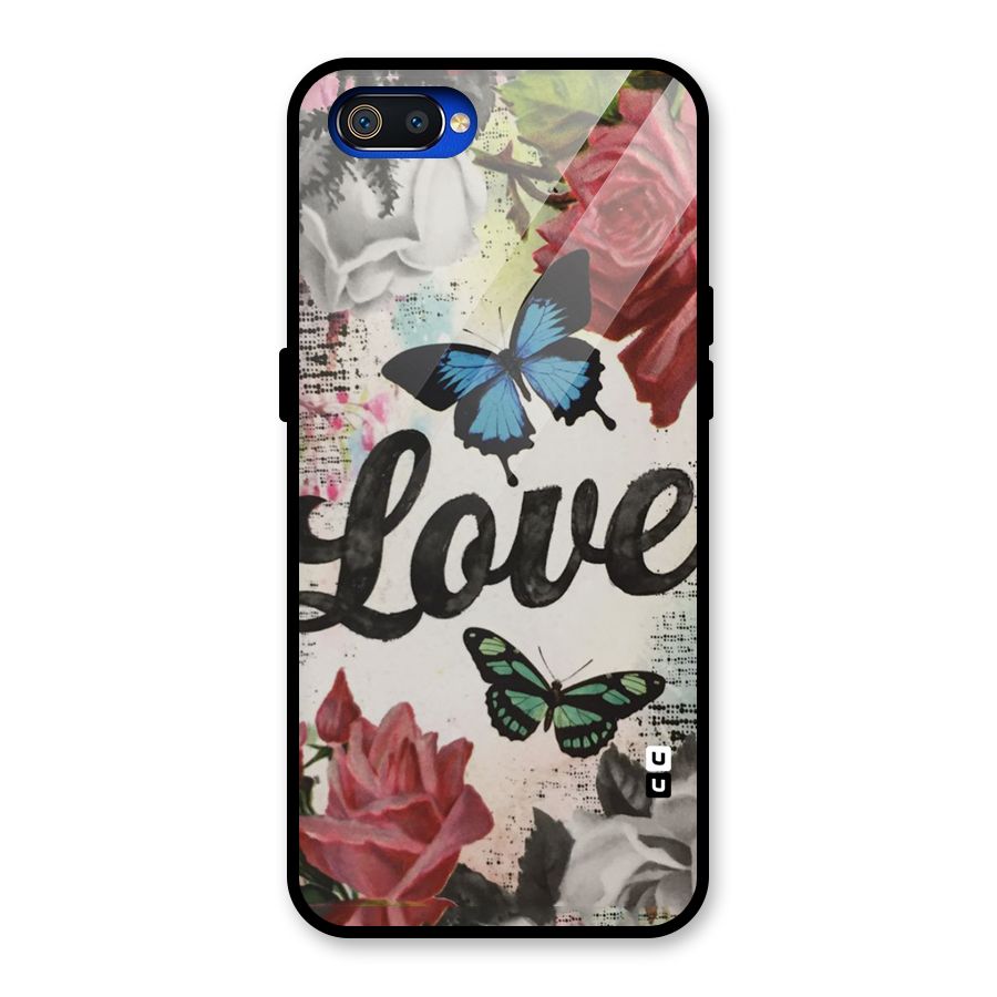 Lovely Butterfly Love Glass Back Case for Realme C2
