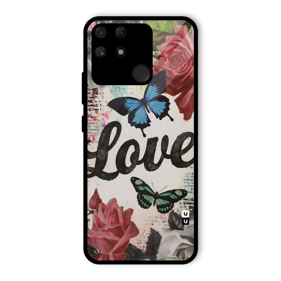 Lovely Butterfly Love Glass Back Case for Realme Narzo 50A