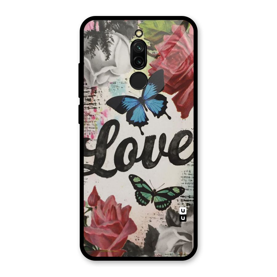 Lovely Butterfly Love Glass Back Case for Redmi 8