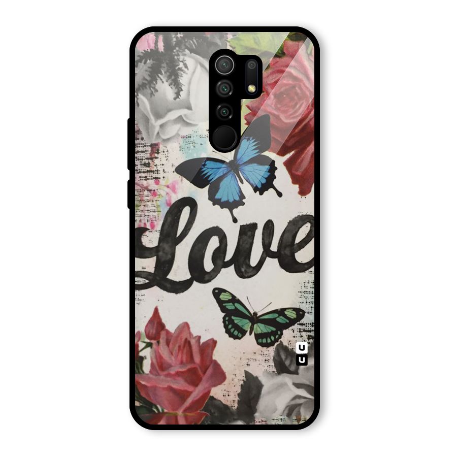 Lovely Butterfly Love Glass Back Case for Redmi 9 Prime