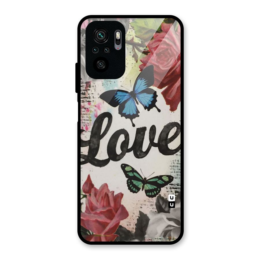 Lovely Butterfly Love Glass Back Case for Redmi Note 10S