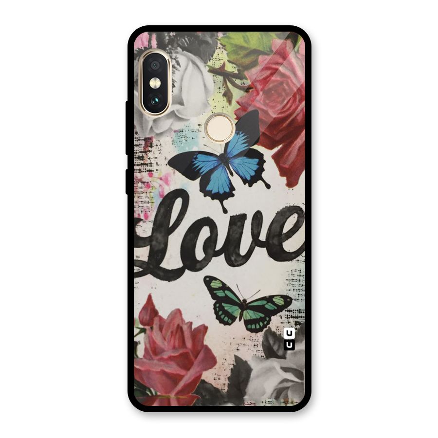 Lovely Butterfly Love Glass Back Case for Redmi Note 5 Pro