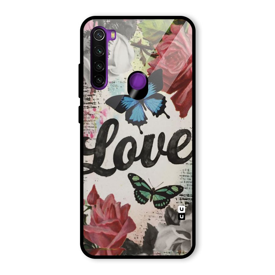 Lovely Butterfly Love Glass Back Case for Redmi Note 8