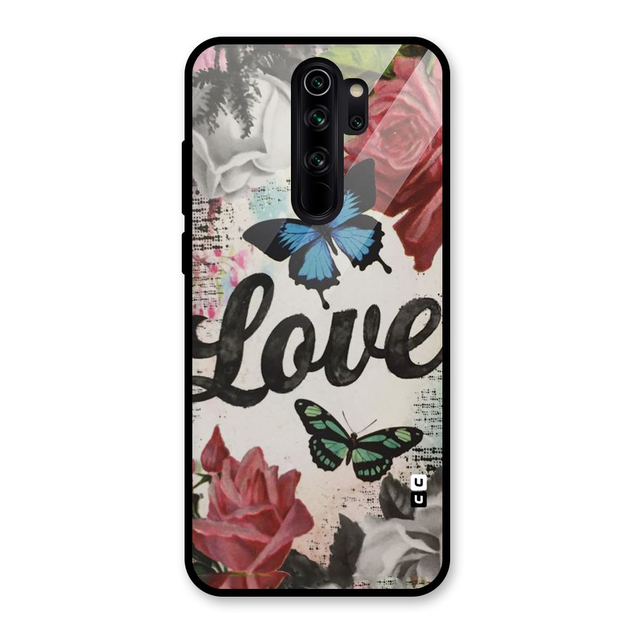 Lovely Butterfly Love Glass Back Case for Redmi Note 8 Pro