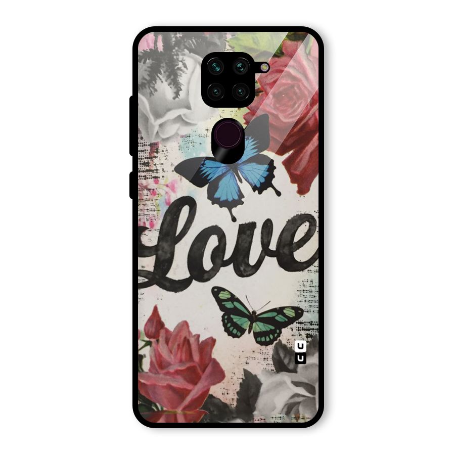 Lovely Butterfly Love Glass Back Case for Redmi Note 9