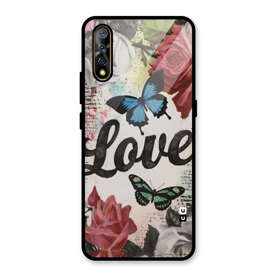 Lovely Butterfly Love Glass Back Case for Vivo S1